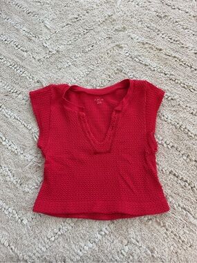 Urban Outfitters Red Knit V-Neck Tank